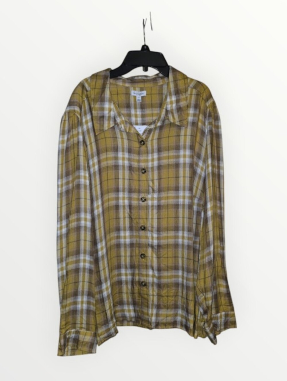 love, Fire Yellow Plaid Button-Down Shirt